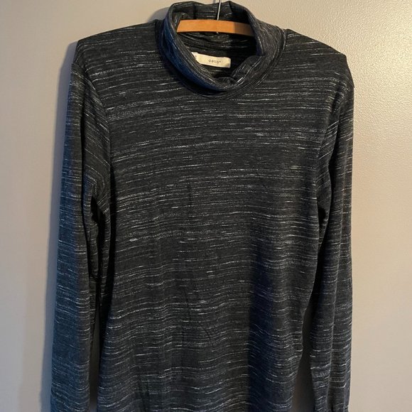 Celio* turtle neck long sleeve shirt in marled black with white, men's size S - Picture 1 of 7